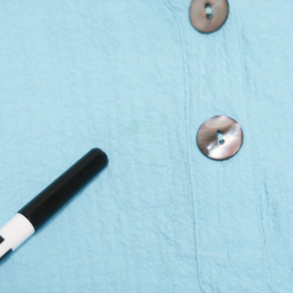 Multiples Womens Blouse Plus‎ Size 0X Blue Crinkle Popover Casual Basics - Picture 6 of 9